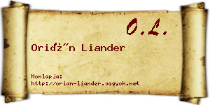 Orián Liander névjegykártya